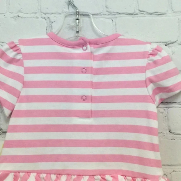 18M Juicy Ruffle Romper Pink & White Stripe Shortsleeve - Picture 5 of 7